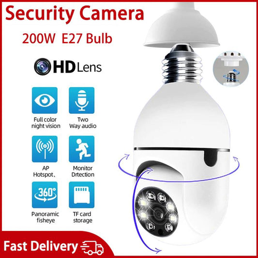 200W E27 Bulb Surveillance Camera Night Vision Full Color Automatic Human Tracking